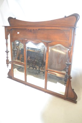 Lot 465 - A lat Victorian overmantel mirror with turned...