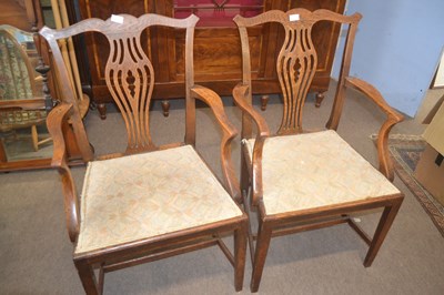 Lot 396 - A pair of Georgian oak carver chairs with...