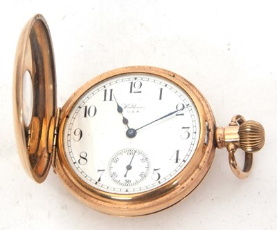 Lot 279 - A rolled gold half Hunter Waltham USA pocket...