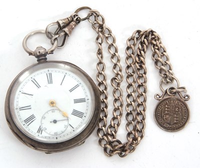 Lot 281 - A white metal open face pocket watch with...