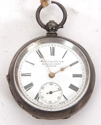 Lot 283 - A white metal Kendal & Dent open face pocket...