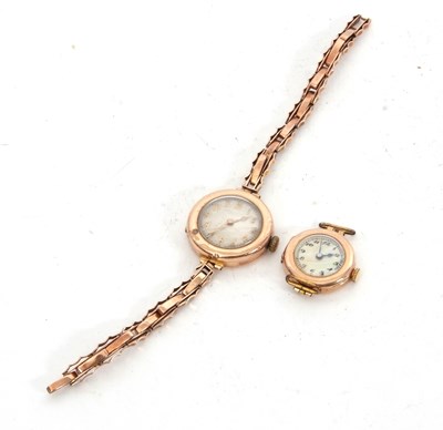 Lot 297 - Two 9ct gold ladies wristwatches one is on a...
