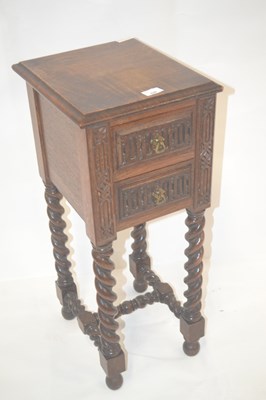 Lot 626 - Jacobean Revival oak two drawer lamp table or...