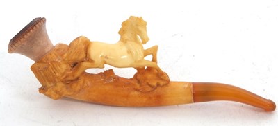 Lot 157A - A cased Meerschaum pipe, carved with a horse...