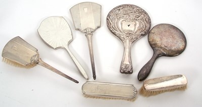 Lot 210 - Mixed Lot:  Three piece silver backed dressing...