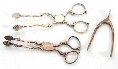 Lot 217 - Mixed Lot:  Two pairs of Georgian silver sugar...