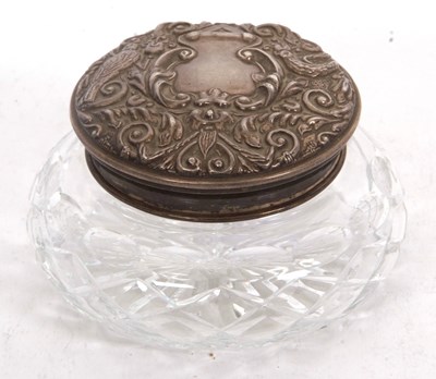 Lot 225 - A cut glass powder bowl with pull off silver...