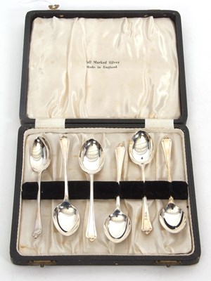 Lot 249 - A cased set of six George VI silver teaspoons,...