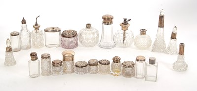 Lot 259 - A quantity of various glass jars/scent bottles,...
