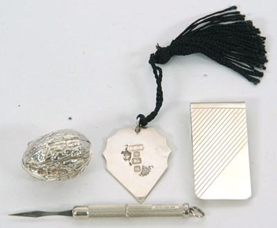 Lot 175 - Mixed Lot: A sterling stamped money clip, a...