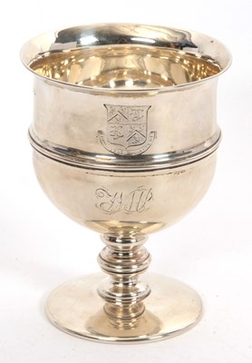 Lot 181 - A George IV silver chalice/goblet engraved...