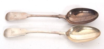 Lot 188 - Two Victorian fiddle pattern tablespoons,...