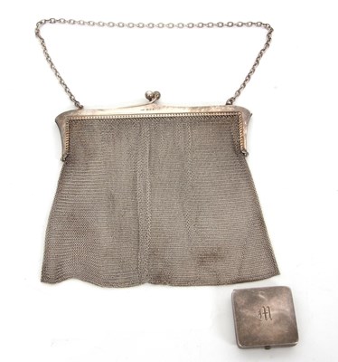 Lot 204 - Mixed Lot: A George V silver mesh purse, the...