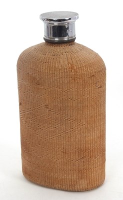 Lot 62A - An early 19c wicker covered campaign/hip flask...