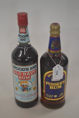Lot 174 - Pusser's Rum, 1 litre and Wood's 100 Old Navy...