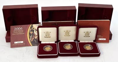 Lot 225 - Three cased Royal Mint gold proof half...