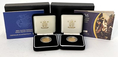 Lot 231 - Two Royal Mint gold proof sovereigns with...
