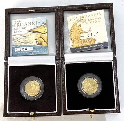 Lot 244 - Two cased Royal Mint Britannia gold proof £10...