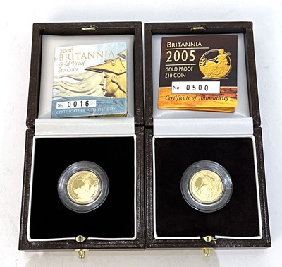 Lot 243 - Two cased Royal Mint Britannia gold proof £10...