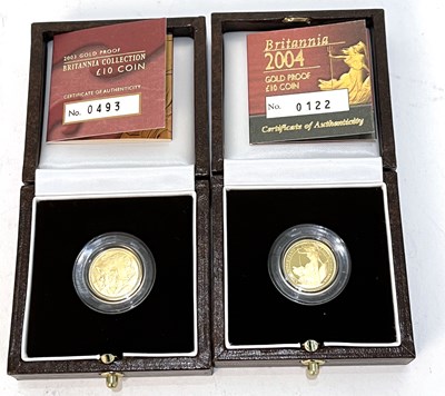 Lot 242 - Two cased Royal Mint Britannia gold proof £10...