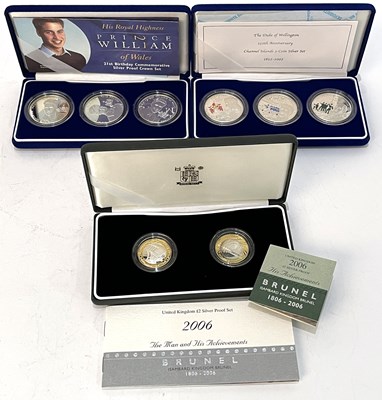 Lot 250 - Three Royal Mint silver proof coin sets, to...