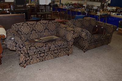 Lot 390 - A pair of modern floral upholstered sofas