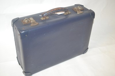 Lot 475 - Vintage Globe Trotter blue stained suitcase