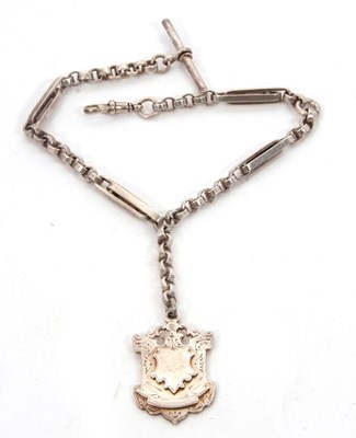 Lot 260 - A Victorian silver watch chain, with T-bar...