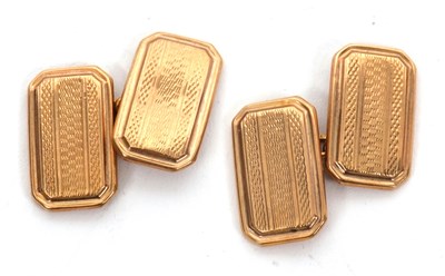 Lot 220 - A pair of 9ct cufflinks, the rectangular...
