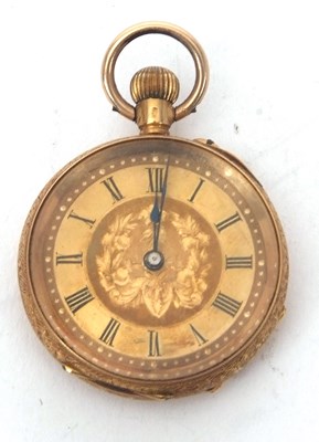 Lot 165 - A yellow metal open face pocket watch, stamped...