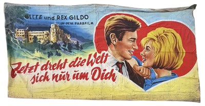 Lot 79 - A large hand-painted linen cinema poster for...