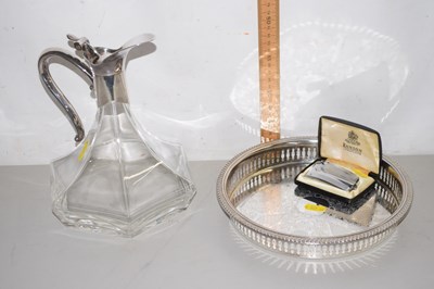 Lot 8 - Clear glass decanter with silver plated mounts...