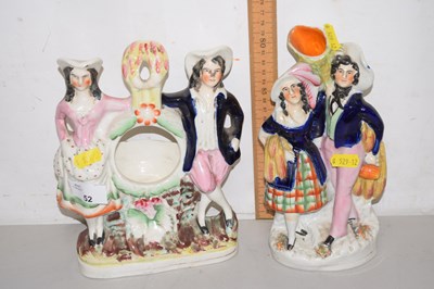 Lot 52 - Staffordshire figural pocket watch stand and a...