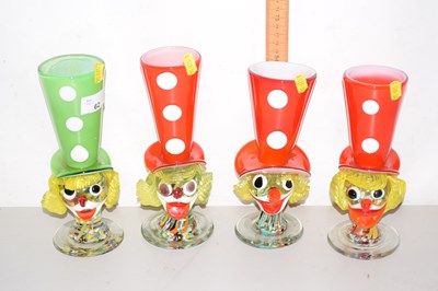 Lot 62 - A set of four Murano glass novelty clown vases