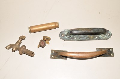 Lot 64 - Box of various door handles and other items