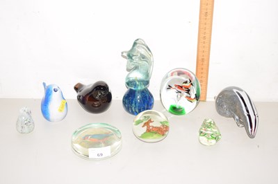 Lot 69 - Group of various glass animals, paperweights etc