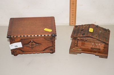 Lot 70 - A Swiss chalet style jewellery box and one other