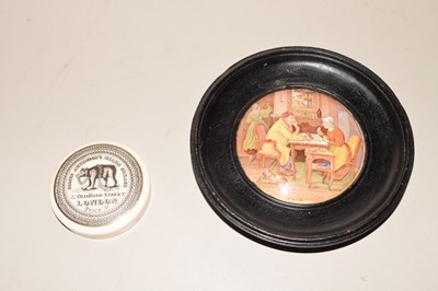 Lot 96 - A Pratt ware pot lid together with one other