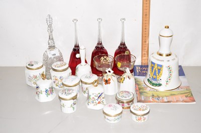 Lot 160 - A collection of various porcelain bells, glass...