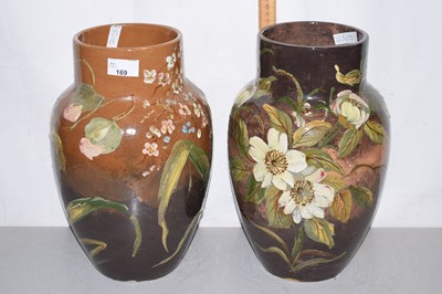 Lot 169 - A pair of 19th Century floral decorated vases,...