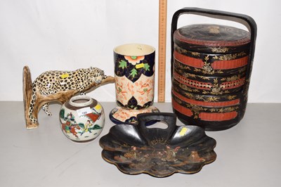 Lot 180 - An Oriental black lacquered crumb tray, a...