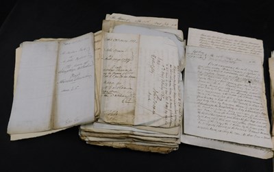 Lot 386 - Packet: 90+ assorted documents, 1827-68,...