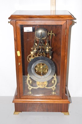 Lot 191 - A 20th Century skeleton mantel clock in...