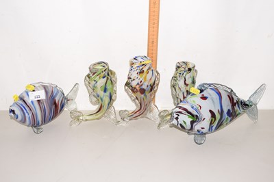 Lot 222 - A collection of mottled glass fish vases and...