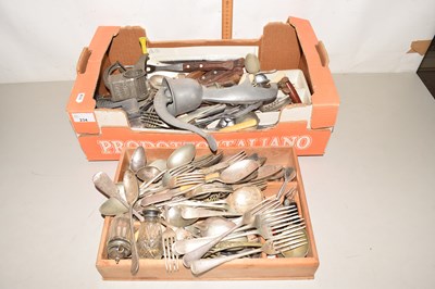 Lot 234 - Two boxes of assorted cutlery and kitchen...