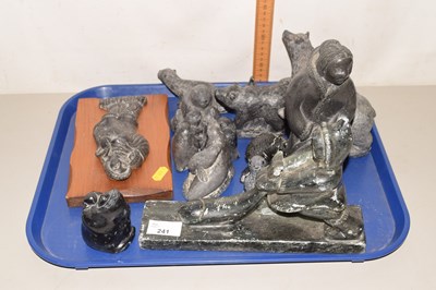 Lot 241 - A collection of modern wolf sculpture animal...
