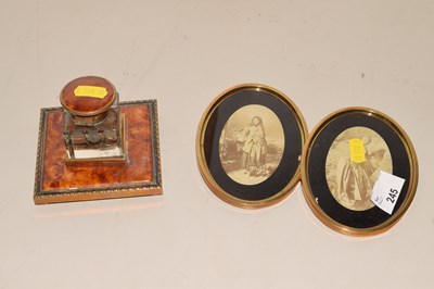 Lot 245 - A faux tortoiseshell ink stand together with...