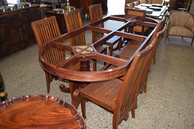 Lot 340 - A modern hardwood table frame and seven...