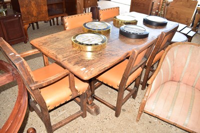 Lot 341 - A 20th Century oak refectory dining table and...