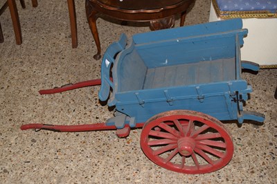 Lot 350 - A small painted wooden model of a single axle...
